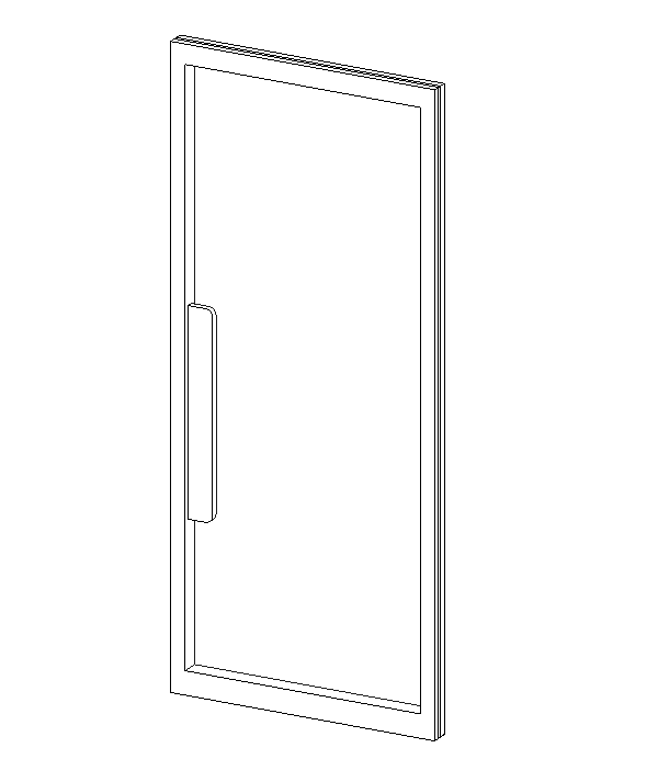 Single door with glass pane and push plate for swing